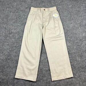 Cherokee Uniform Pants Boys 7 Beige Wrinkle Resistant Pleated Cotton Straight